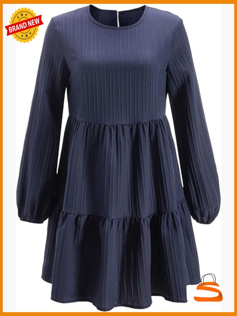 Ruffle Short Dress Long Sleeve A Line Flowy Going Out Dress